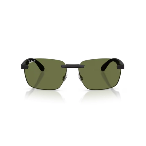 Óculos de Sol Ray-Ban 0RB4470CH 601S/259 Peek Preto Fosco com lentes na cor Verde Polarizado