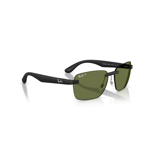 Óculos de Sol Ray-Ban 0RB4470CH 601S/259 Peek Preto Fosco com lentes na cor Verde Polarizado