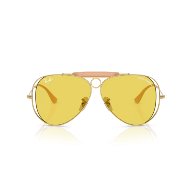 Óculos de Sol Ray-Ban X Dolce & Gabbana 0RB3138M 001/8558 Metal Dourado com lentes na cor Amarelo 2