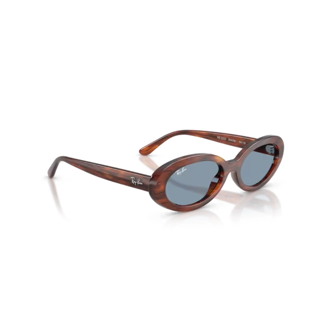 Óculos de Sol Ray-Ban 0RB2223 954/5654 Propionato Marrom Listrado Polido com lentes na cor Azul 3