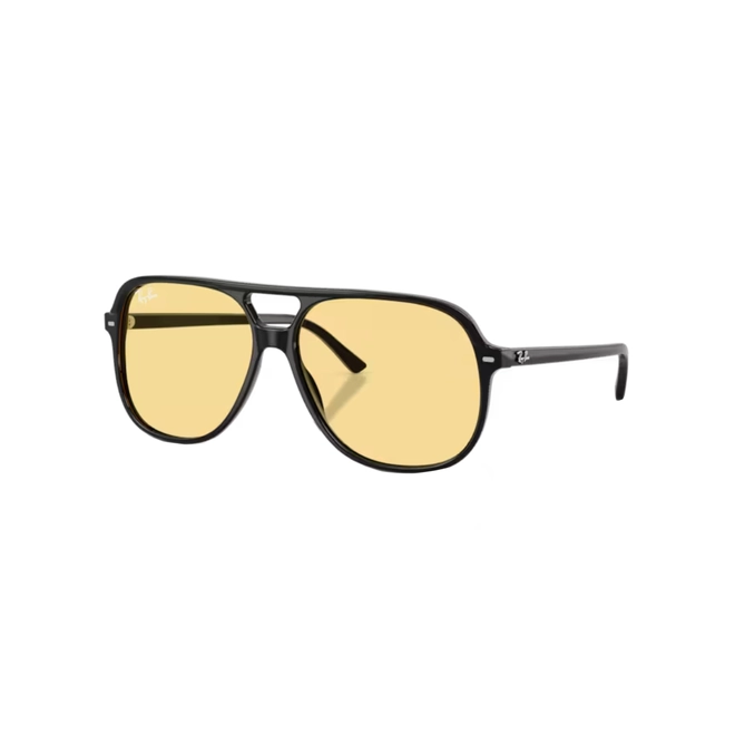 Óculos de Sol Ray-Ban Bill 0RB2198 901/R660 Acetato Preto Polido com lentes na cor Amarelo 1