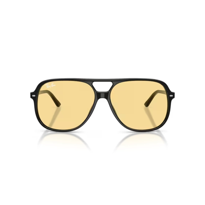 Óculos de Sol Ray-Ban Bill 0RB2198 901/R660 Acetato Preto Polido com lentes na cor Amarelo 2