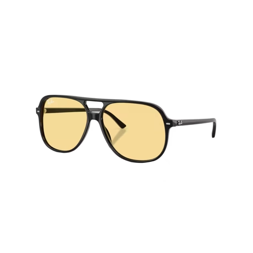 Óculos de Sol Ray-Ban Bill 0RB2198 901/R660 Acetato Preto Polido com lentes na cor Amarelo