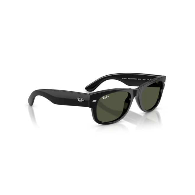 Óculos de Sol Ray-Ban Mega Wayfarer II 0RB0832S 901/3152 Propionato Preto Polido com lentes na cor Verde 3