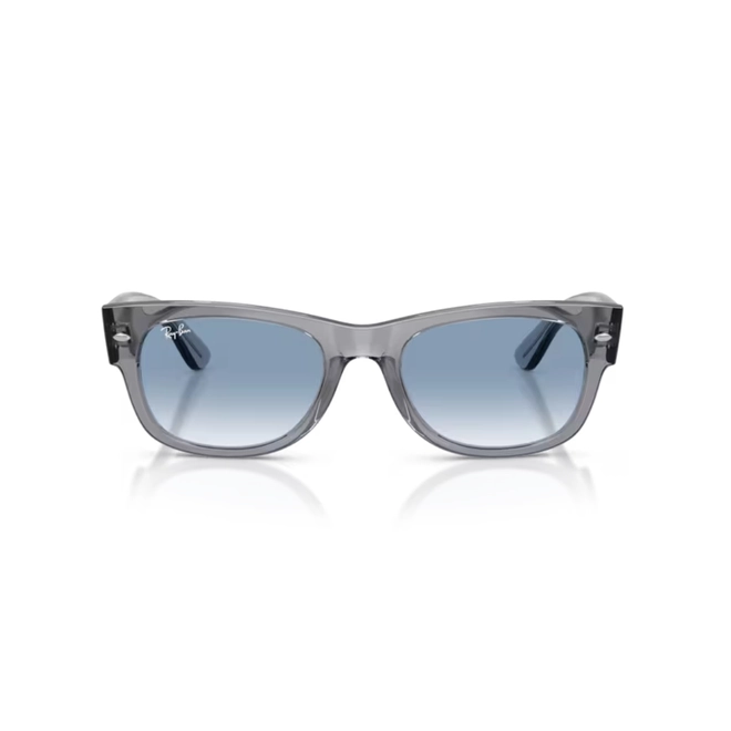 Óculos de Sol Ray-Ban Mega Wayfarer II 0RB0832S 68463F52 Propionato Cinza Transparente Polido com lentes na cor Azul Degradê 2
