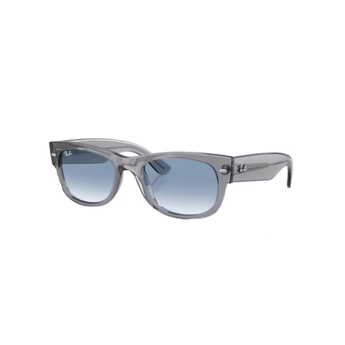 Óculos de Sol Ray-Ban Mega Wayfarer II 0RB0832S 68463F52 Propionato Cinza Transparente Polido com lentes na cor Azul Degradê