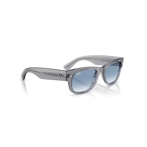 Óculos de Sol Ray-Ban Mega Wayfarer II 0RB0832S 68463F52 Propionato Cinza Transparente Polido com lentes na cor Azul Degradê