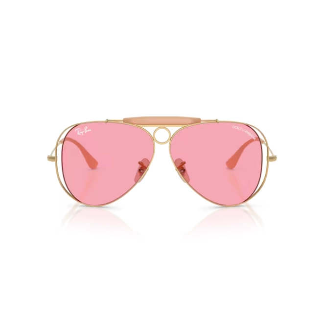 Óculos de Sol Ray-Ban X Dolce & Gabbana 0RB3138M 001/8458 Metal Dourado Polido com lentes na cor Rosa 2