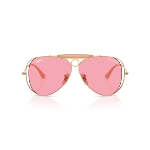 Óculos de Sol Ray-Ban X Dolce & Gabbana 0RB3138M 001/8458 Metal Dourado Polido com lentes na cor Rosa