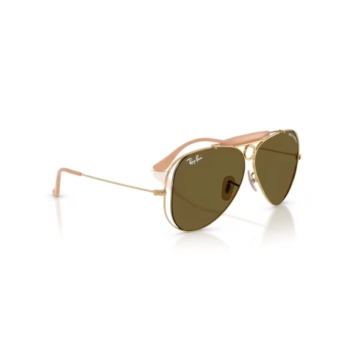 Óculos de Sol Ray-Ban X Dolce & Gabbana 0RB3138M 001/7358 Metal Dourado Polido com lentes na cor Marrom Escuro