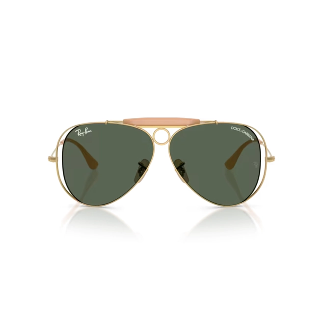 Óculos de Sol Ray-Ban X Dolce & Gabbana 0RB3138M 001/7158 Metal Dourado Polido com lentes na cor Verde Escuro 2