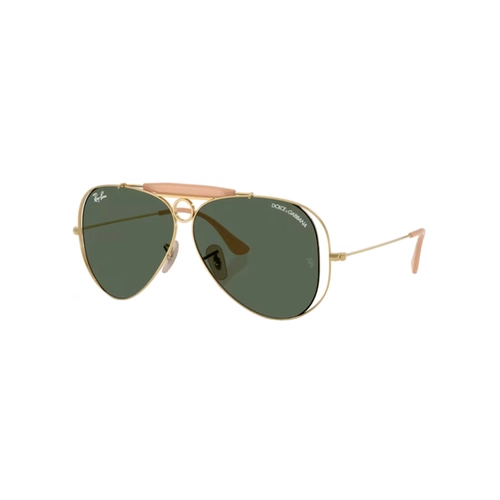 Óculos de Sol Ray-Ban X Dolce & Gabbana 0RB3138M 001/7158 Metal Dourado Polido com lentes na cor Verde Escuro