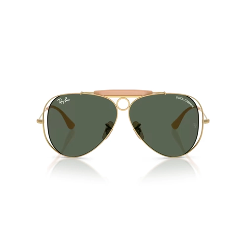 Óculos de Sol Ray-Ban X Dolce & Gabbana 0RB3138M 001/7158 Metal Dourado Polido com lentes na cor Verde Escuro