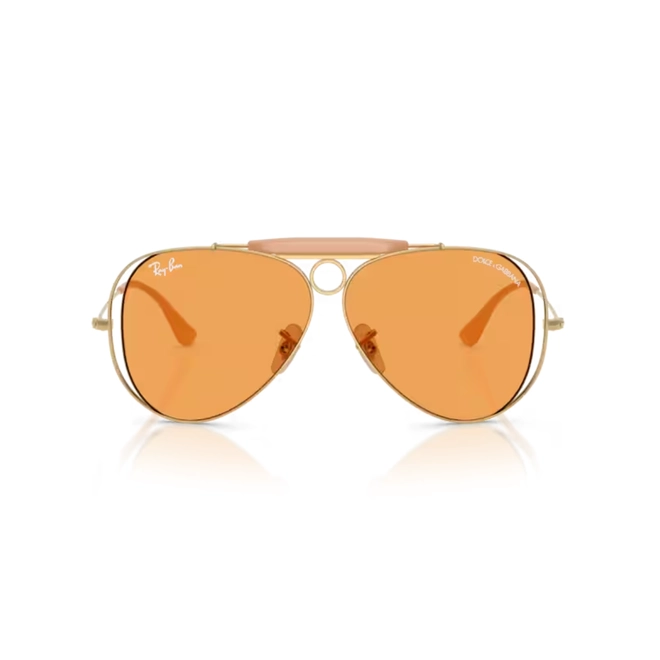 Óculos de Sol Ray-Ban X Dolce & Gabbana 0RB3138M 001/7 58 Metal Dourado Polido com lentes na cor Laranja 2