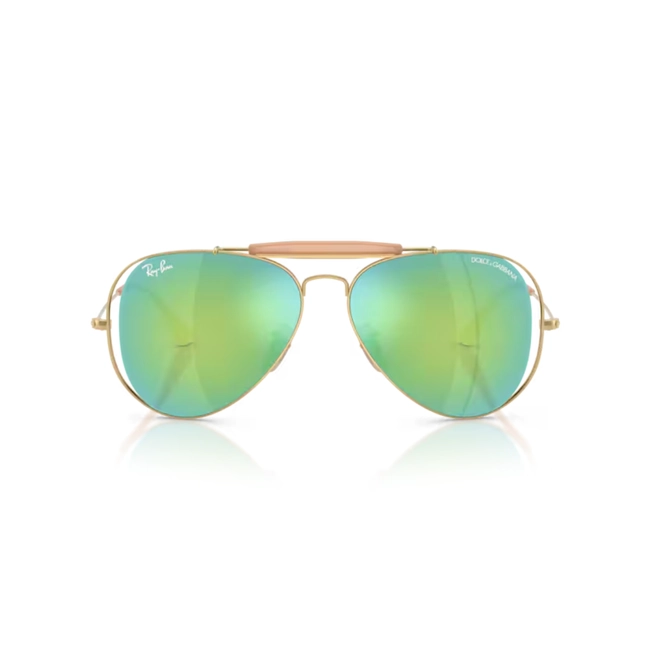 Óculos de Sol Ray-Ban X Dolce & Gabbana 0RB3029M 001/8N58 Metal Dourado Polido com lentes na cor Verde Espelhado 2