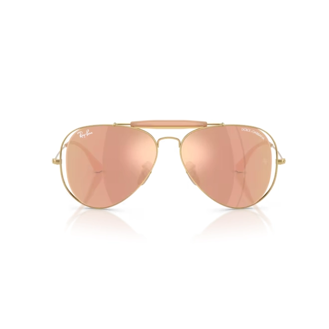 Óculos de Sol Ray-Ban X Dolce & Gabbana 0RB3029M 001/7J58 Metal Dourado Polido com lentes na cor Rosa Espelhado 2