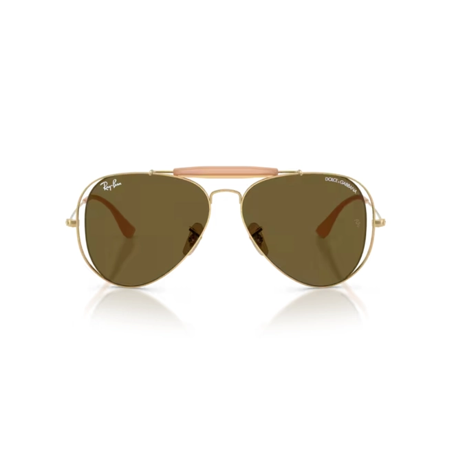 Óculos de Sol Ray-Ban X Dolce & Gabbana 0RB3029M 001/7358 Metal Dourado Polido com lentes na cor Marrom Escuro 2