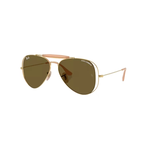 Óculos de Sol Ray-Ban X Dolce & Gabbana 0RB3029M 001/7358 Metal Dourado Polido com lentes na cor Marrom Escuro