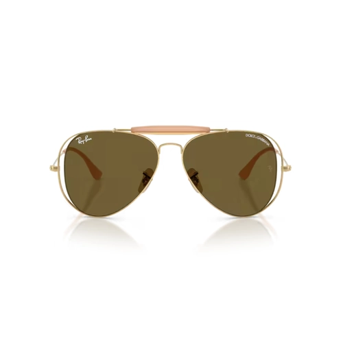 Óculos de Sol Ray-Ban X Dolce & Gabbana 0RB3029M 001/7358 Metal Dourado Polido com lentes na cor Marrom Escuro