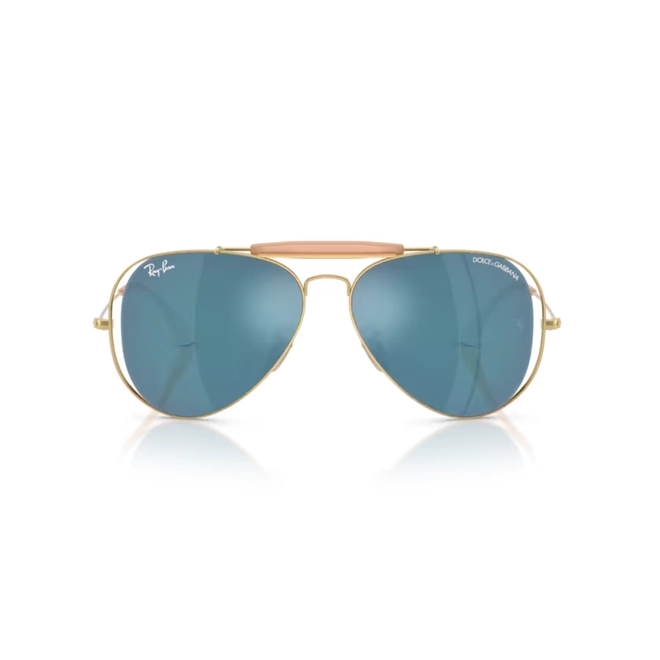 Óculos de Sol Ray-Ban X Dolce & Gabbana 0RB3029M 001/5558 Metal Dourado Polido com lentes na cor Azul Espelhado 2