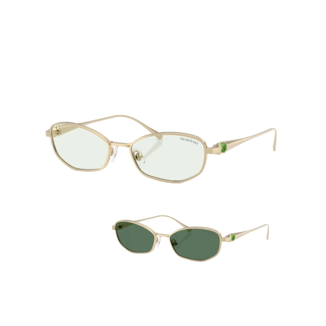 Óculos de Sol Swarovski 0SK7042 4013M155 Metal Dourado com lentes na cor Verde Fotocromático 1