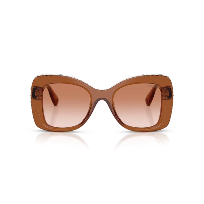 Óculos de Sol Swarovski 0SK6062U 10957351 Acetato Marrom Transparente com lentes na cor Marrom Degradê 2