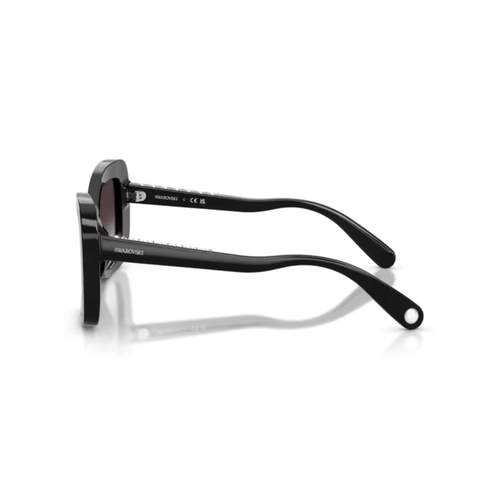 Óculos de Sol Swarovski 0SK6062U 10018G51 Acetato Preto com lentes na cor Cinza Degradê