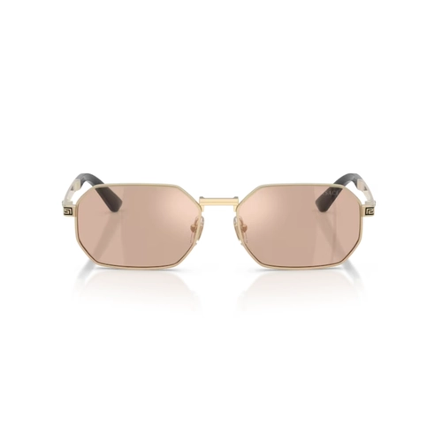 Óculos de Sol Versace 0VE2297 1252/554 Metal Dourado com lentes na cor Rosa