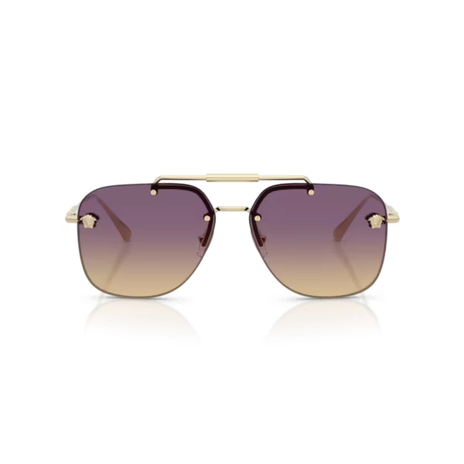 Óculos de Sol Versace 0VE2296 12527060 Metal Dourado com lentes na cor Violeta Degradê 2