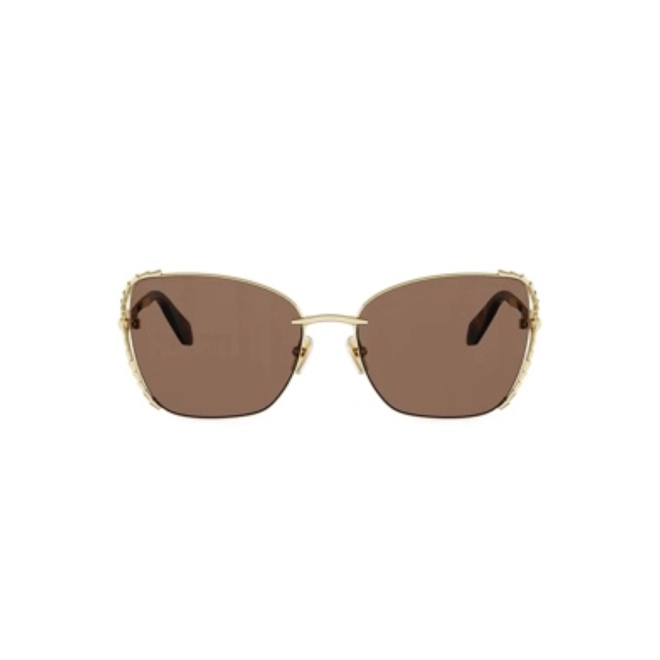 Óculos de Sol Bvlgari BV40081U_5630E Metal Dourado com lentes na cor Marrom 2