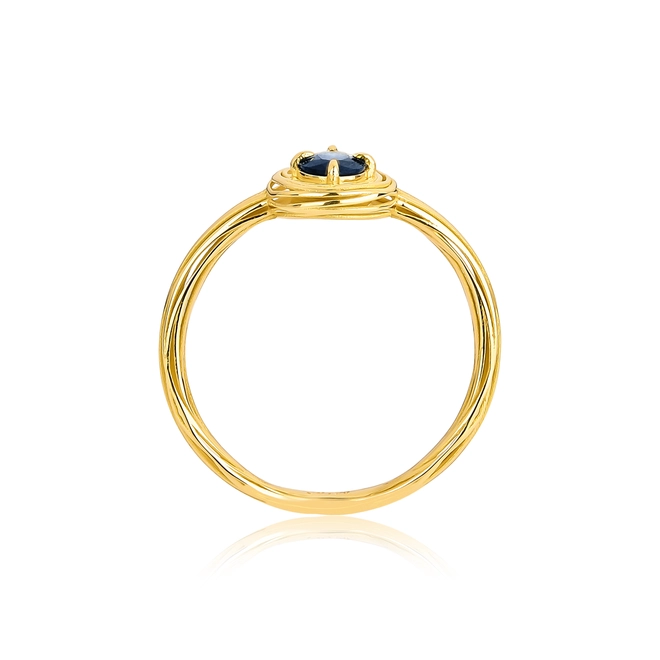 Anel Nido Orientais ninho fios de ouro 18k gema oval com 40pts de Safira Azul 4