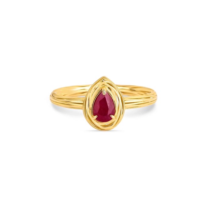 Anel Nido Orientais ninho fios ouro 18k que envolve gota com 46pts de Rubi 2