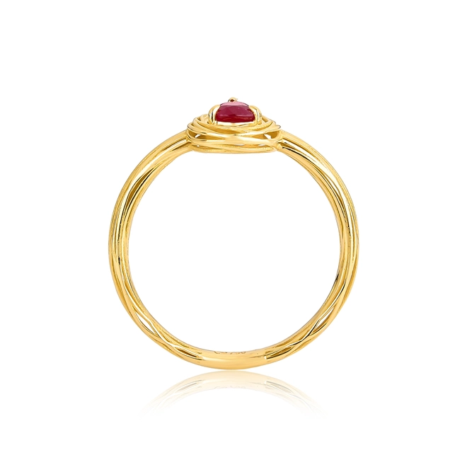 Anel Nido Orientais ninho fios ouro 18k que envolve gota com 46pts de Rubi 4