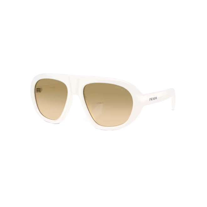 Óculos de Sol Prada 0PR C05S 17K20S57 Acetato Branco com lentes na cor Marrom Degradê 1