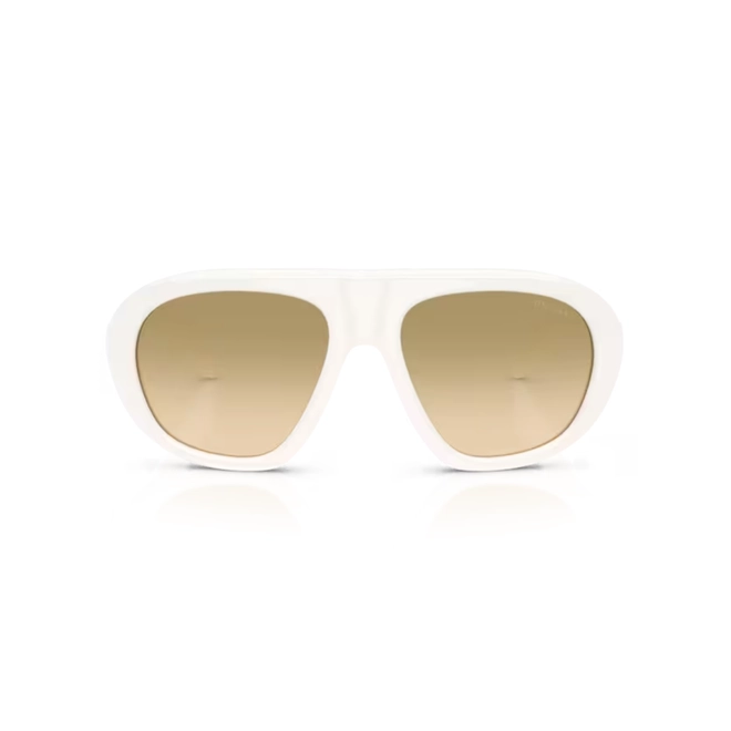 Óculos de Sol Prada 0PR C05S 17K20S57 Acetato Branco com lentes na cor Marrom Degradê 2