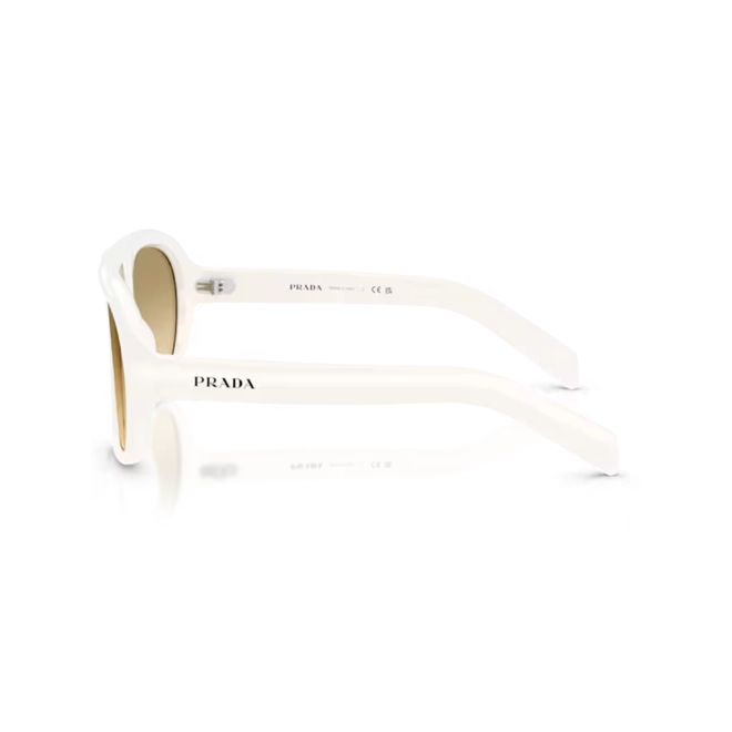 Óculos de Sol Prada 0PR C05S 17K20S57 Acetato Branco com lentes na cor Marrom Degradê 3