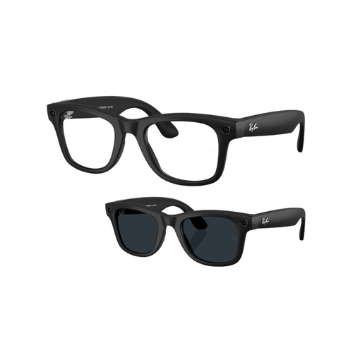 Óculos de Sol Ray-Ban Meta Wayfarer Gen 2 0RW4012 601S1Z53 Acetato Preto Fosco com lentes na cor Cinza Fotocromático