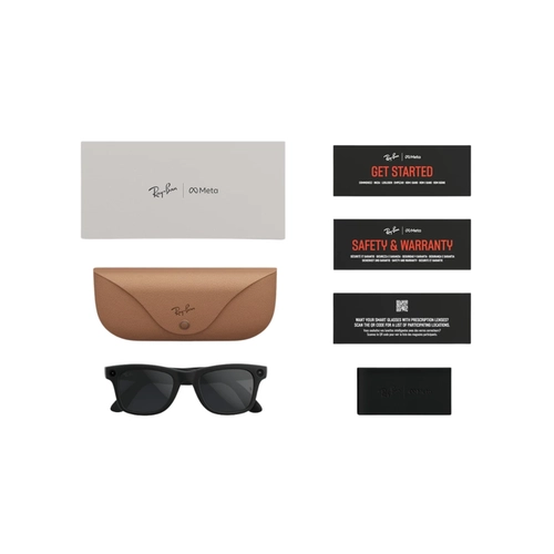 Óculos de Sol Ray-Ban Meta Wayfarer Gen 2 0RW4012 601S1Z53 Acetato Preto Fosco com lentes na cor Cinza Fotocromático