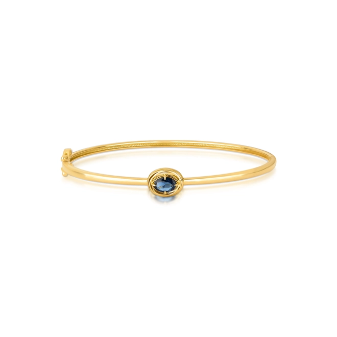Pulseira Nido Orientais bracelete tubo ouro 18k ninho envolve gema oval de Safira Azul 1