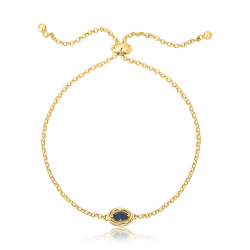 Pulseira Nido Orientais regulável ninho ouro 18k envolve gema oval 27pts de Safira azul