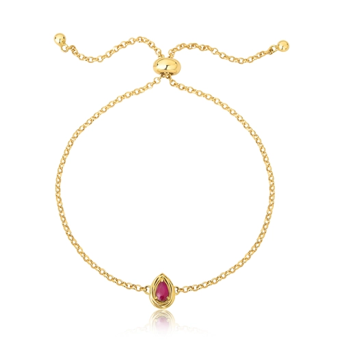 Pulseira Nido Orientais regulável ninho ouro 18k envolve gota com 27pts de Rubi