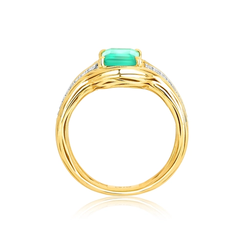 Anel Nido Orientais ninho ouro 18k com Esmeralda e Diamantes
