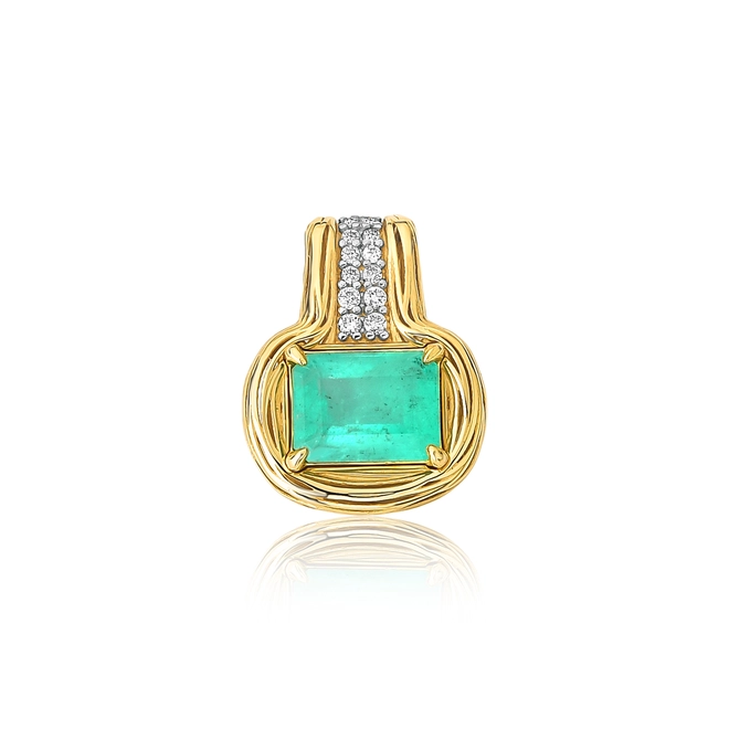 Pingente Nido Orientais ninho ouro 18k com Esmeralda e Diamantes 1