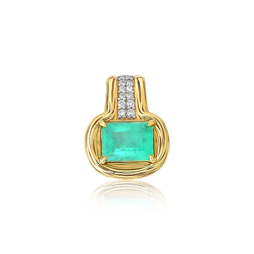 Pingente Nido Orientais ninho ouro 18k com Esmeralda e Diamantes