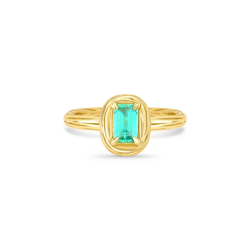 Anel Nido Orientais ninho filigrana ouro 18k envolve gema com 60pts de Esmeralda