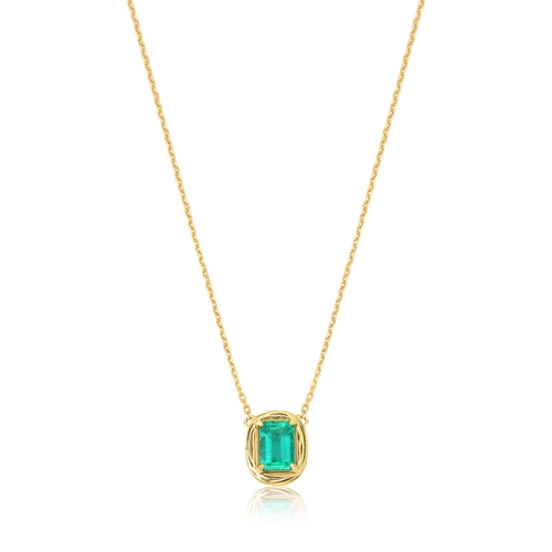 Gargantilha Nido Orientais corrente pingente ouro 18k ninho envolve 80pts de Esmeralda