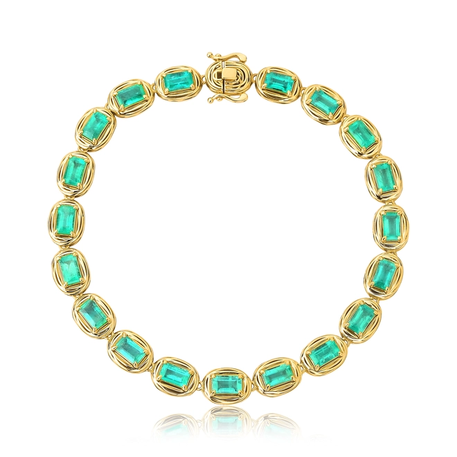 Pulseira Nido Orientais Riviera ouro 18k ninhos com 19 gemas de Esmeraldas 1