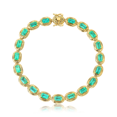Pulseira Nido Orientais Riviera ouro 18k ninhos com 19 gemas de Esmeraldas