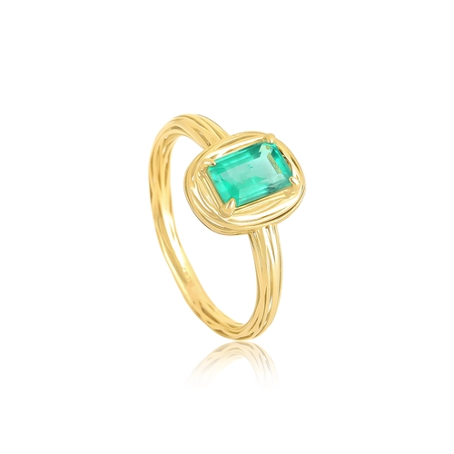 Anel Nido Orientais ninho filigrana ouro 18k envolve gema com 85pts de Esmeralda