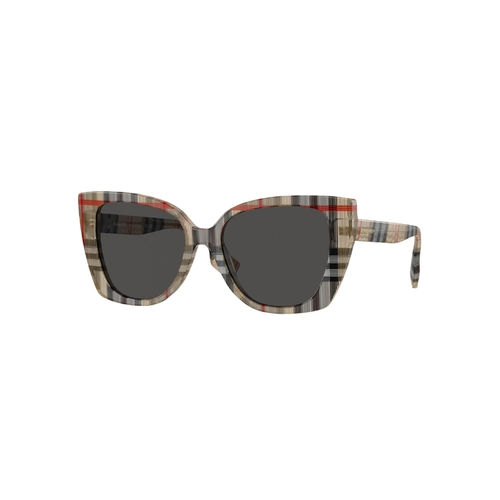 Óculos de Sol Burberry 0BE4393 37788754 Acetato Cinza Xadrez com lentes na cor Cinza Escuro